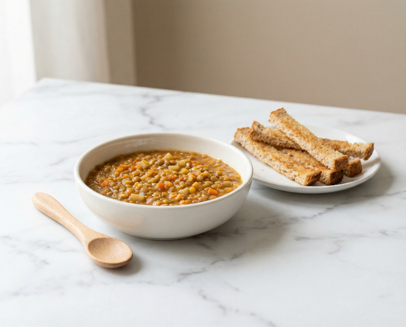 Hearty Lentil Soup with Crusty Bread