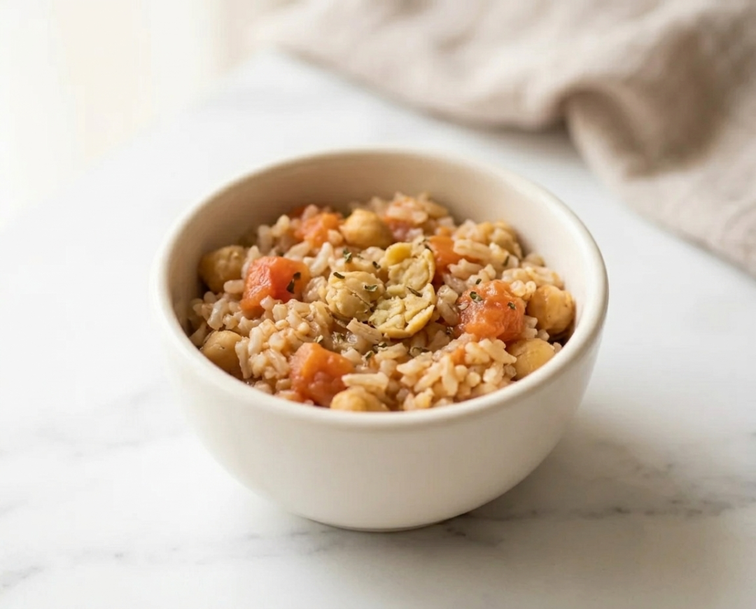 Mediterranean Chickpea and Tomato Rice Bowl