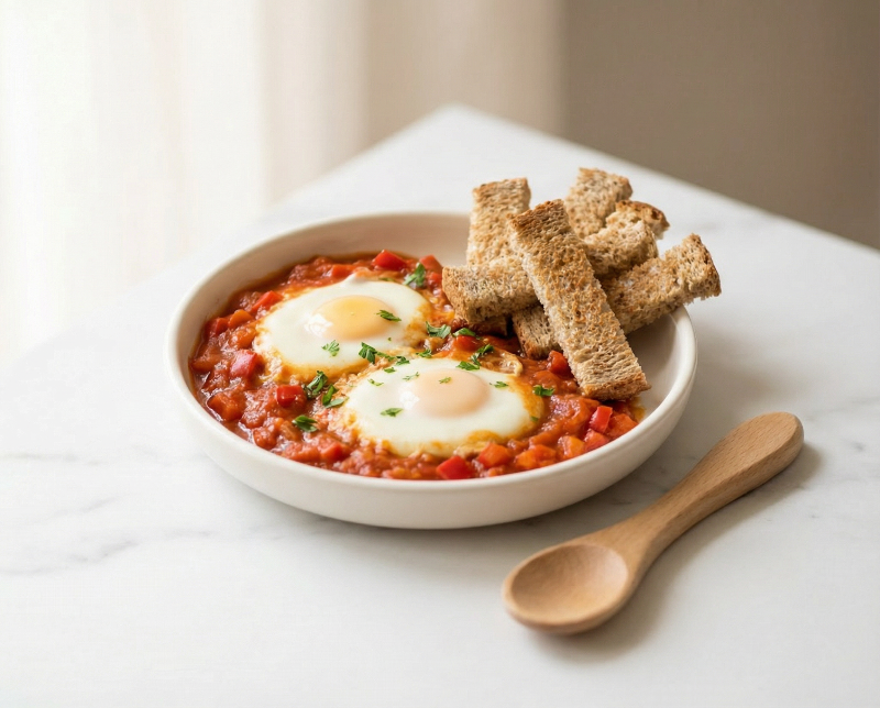 Mild Veggie Shakshuka with Bread