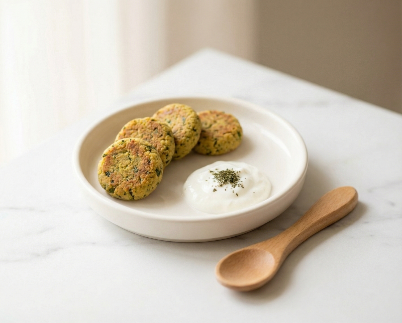 Mini Soft-Baked Falafel with Yogurt Dip