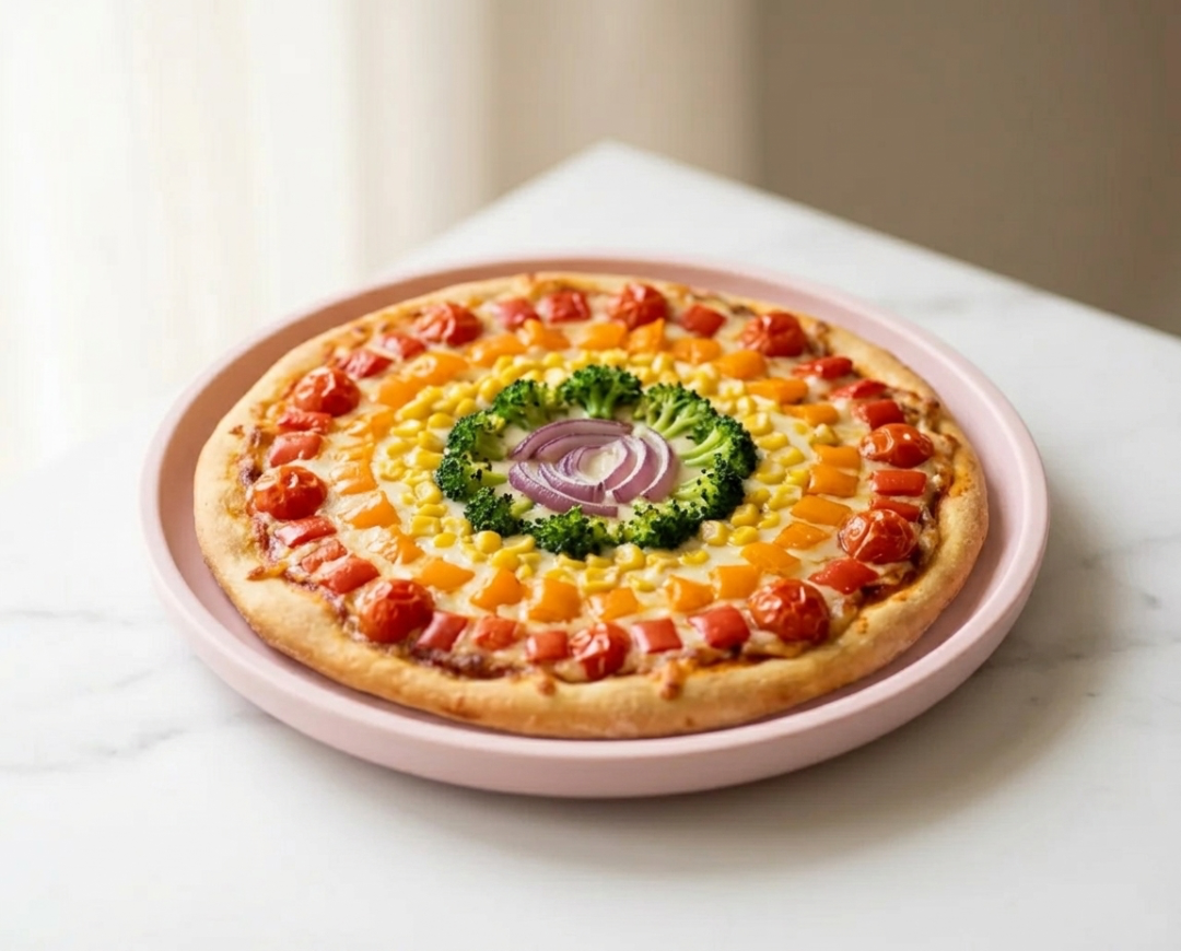 Homemade Rainbow Veggie Pizza