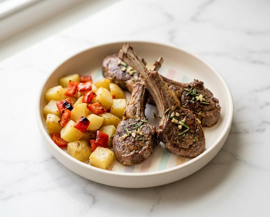 Rosemary Lamb Lollipops with Roasted Potatoes