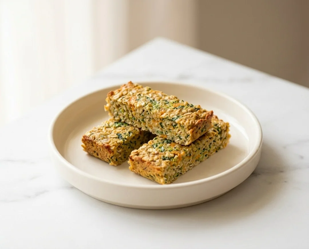 Savory Baked Oatmeal Bars with Spinach & Broccoli
