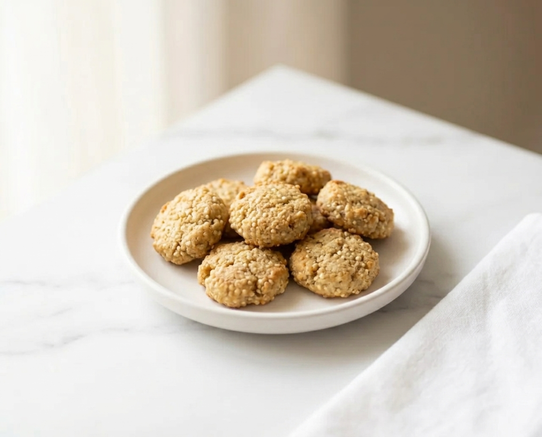 Soft Puffed Quinoa & Banana Biscuits