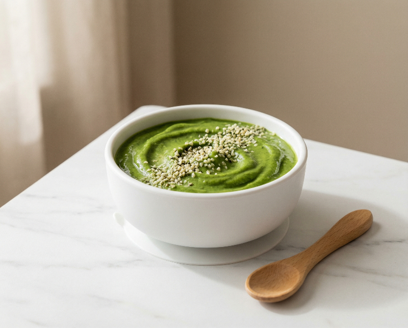 Green Power Smoothie Bowl with Hemp Seeds