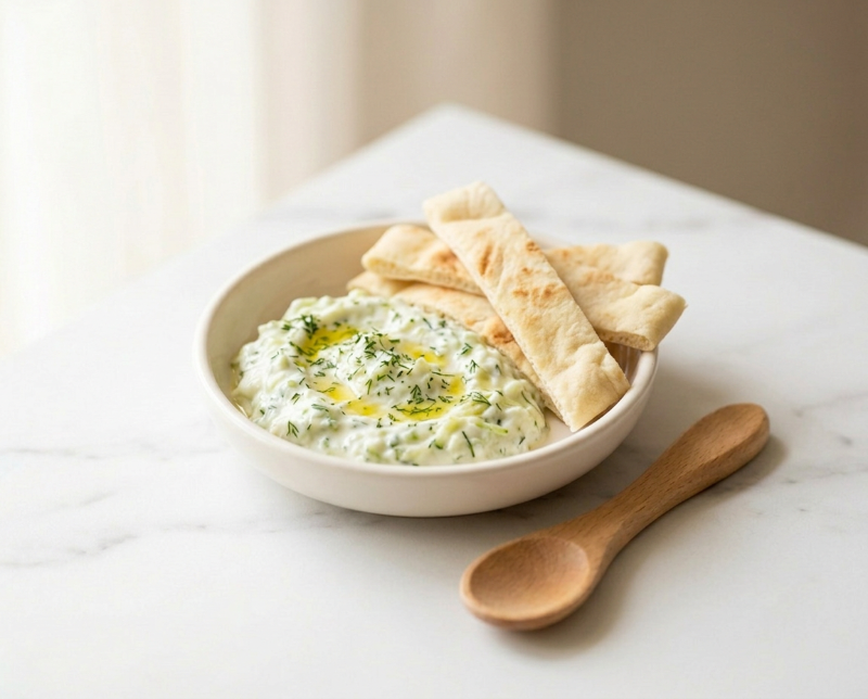 Creamy Tzatziki with Soft Pitta Strips