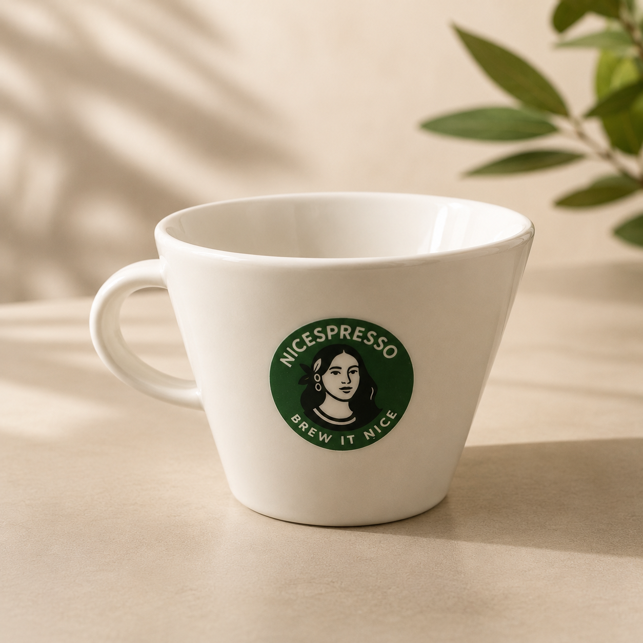 6 oz beyaz porselen espresso fincanı ve tabağı
