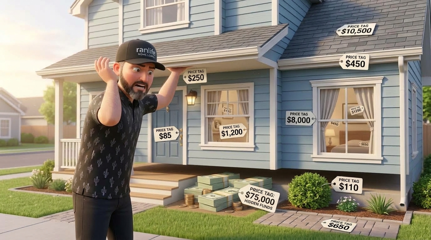 I want a picture of the house and I'm lifting a corner of the house to see the foundation is made of moeny. I also wanted to show price tags on everything in the house, lighting, windows, siding, roof, landscaping, doors, handles, trim, everything