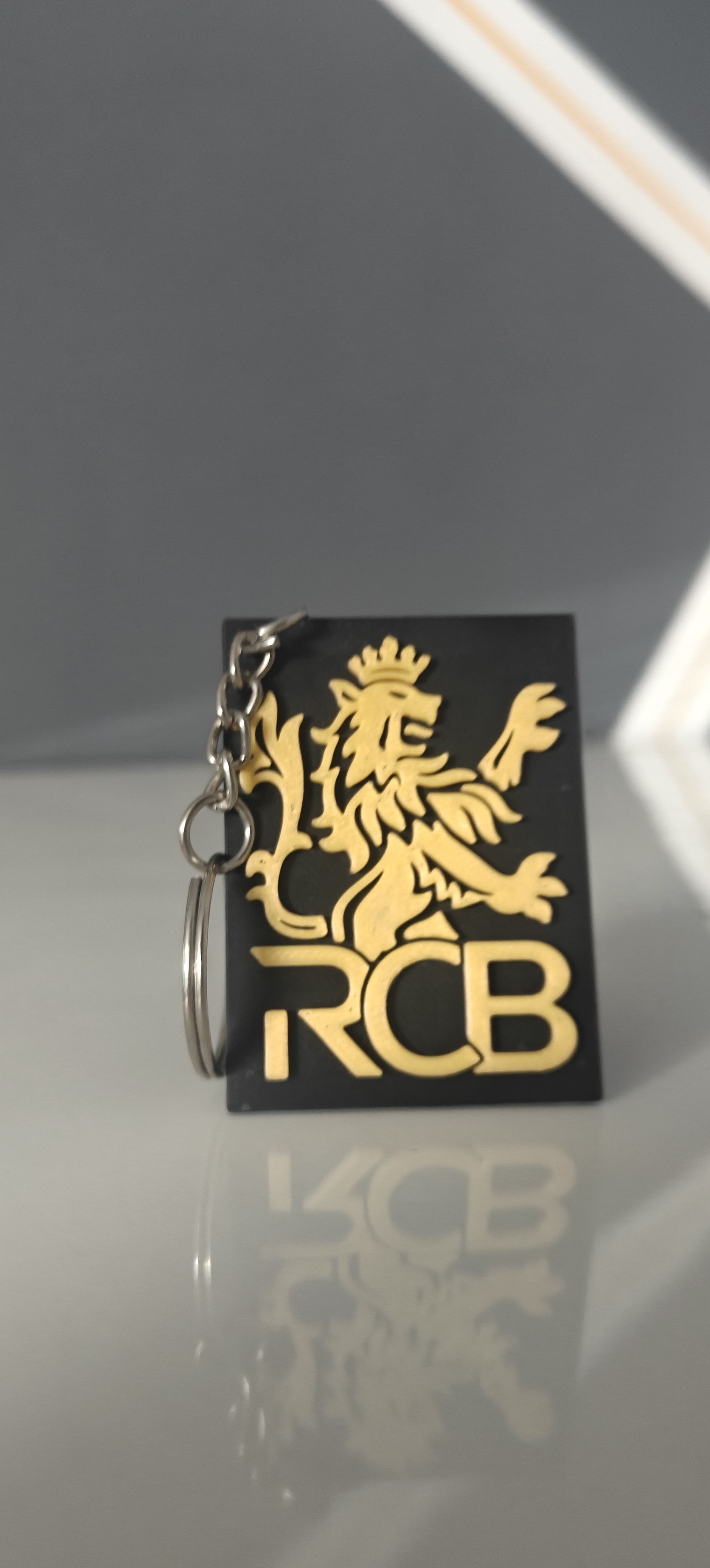 RCB Royal Lion 3D Printed Keychain | Premium Black & Gold Keyring | Bike Car Key Holder | Gift for RCB Fans