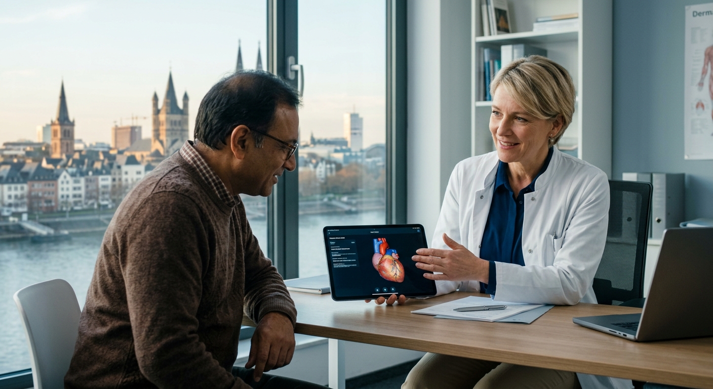 International patient in consultation with a German cardiologist