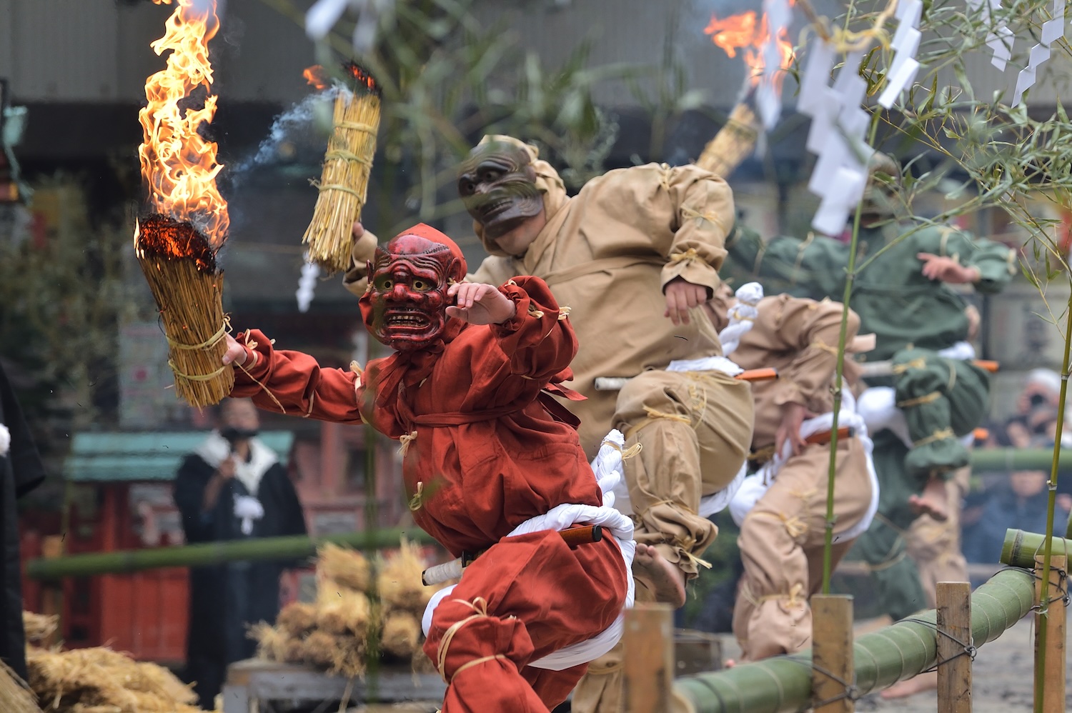 Demons dancing at Nagata Shrine.
