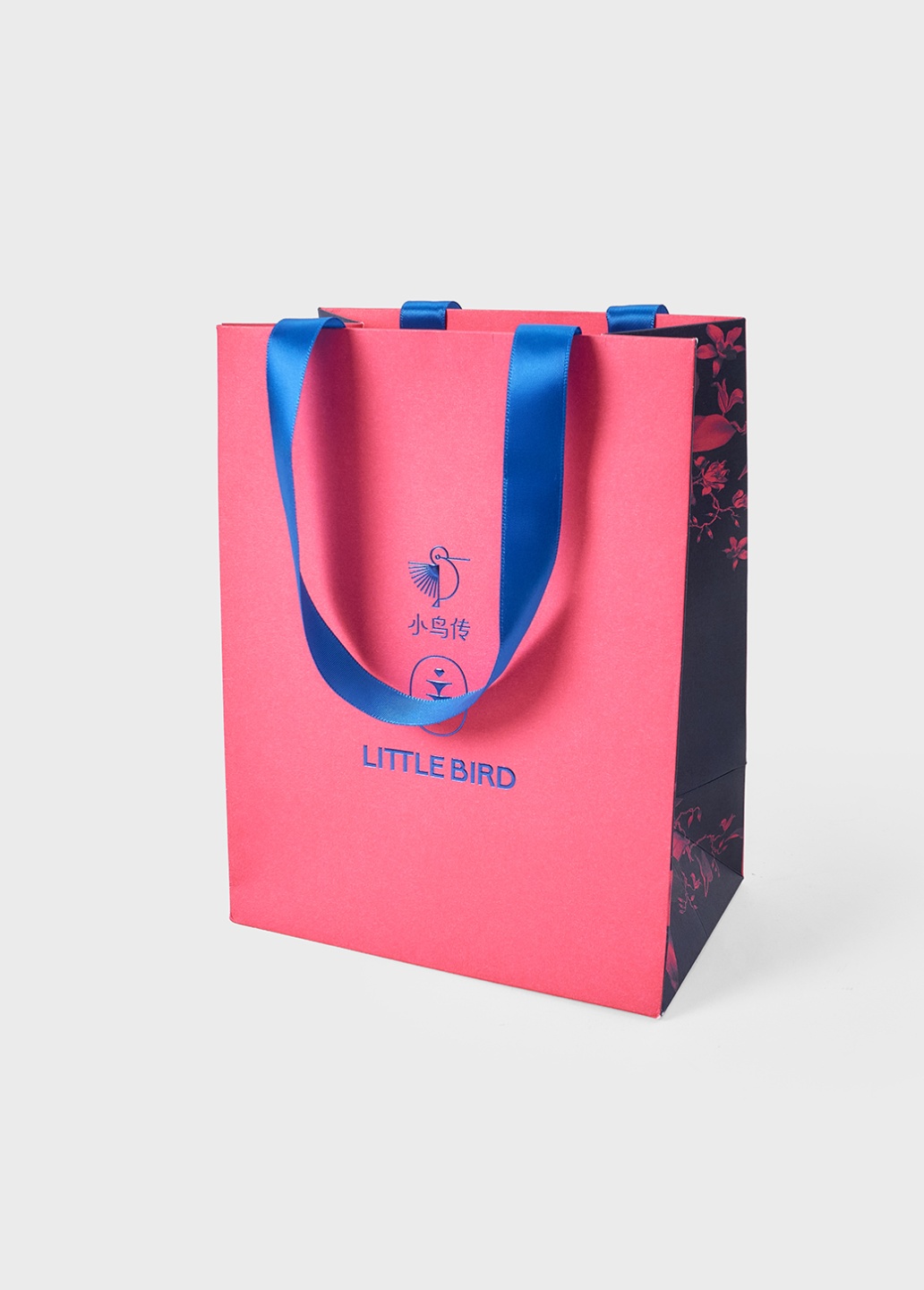 Pink gift bag with with printed folds, 17x22x10,5 cm - Product