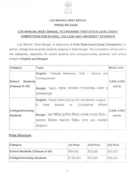 Bengal Governor’s office essay contest asks students to write on ‘fatal assault on civilisational Bharat’