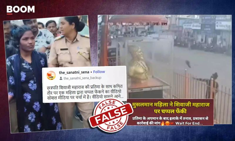 Video Of Woman Vandalising Shivaji Statue Viral With False Communal Claim