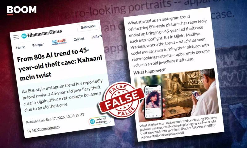 Fake Theft Story Claims 80s AI Retro Trend Helped Apprehend Woman In Ujjain