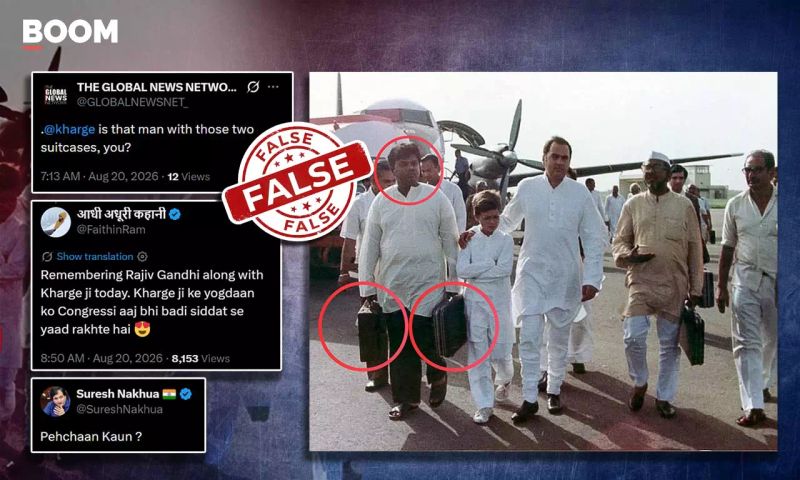 Photo Does Not Show Mallikarjun Kharge Carrying Rajiv Gandhi’s Suitcase