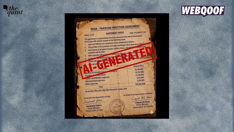 AI-Generated Image Shared To Show an India-Pakistan 'Partition Agreement'