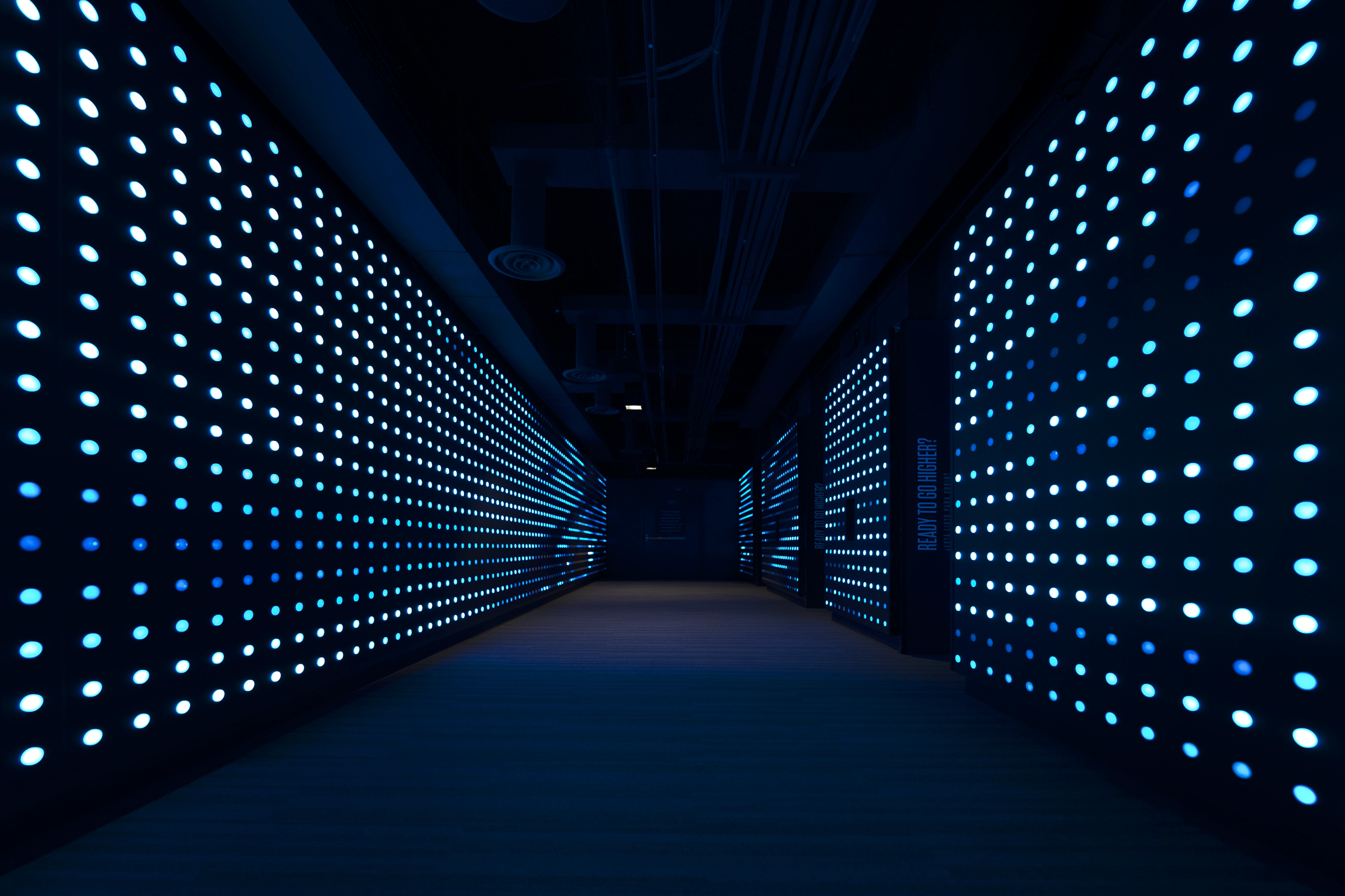 Lake Effect animated lightshow immersive elevator bay installation