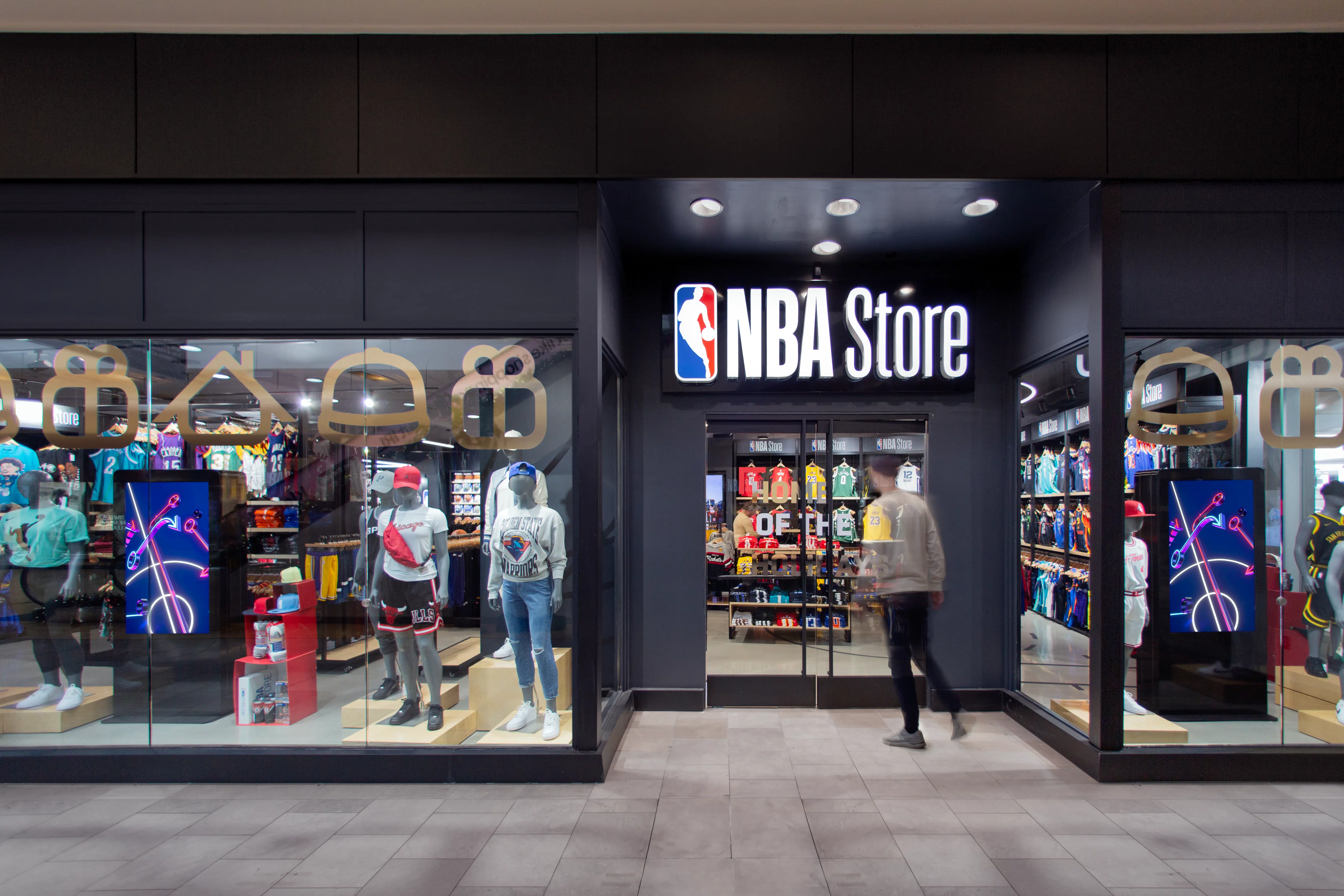 Wide exterior shot of the NBA Flagship Store in Houston