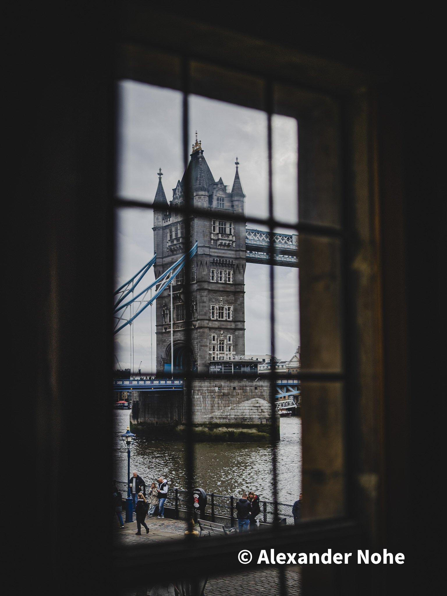Tower Bridge through a window