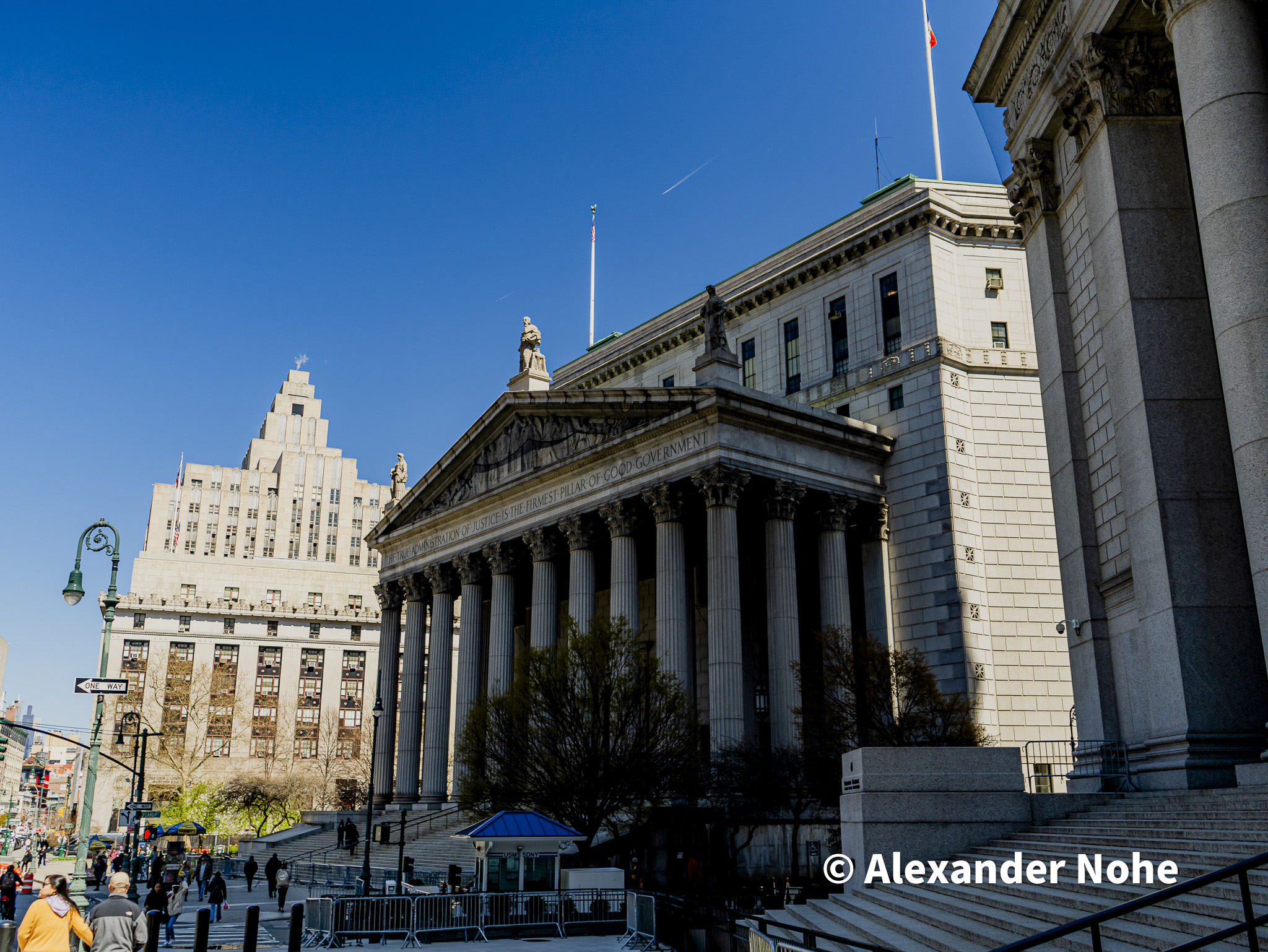 Granite steps leading to the New York County Supreme Court entrance