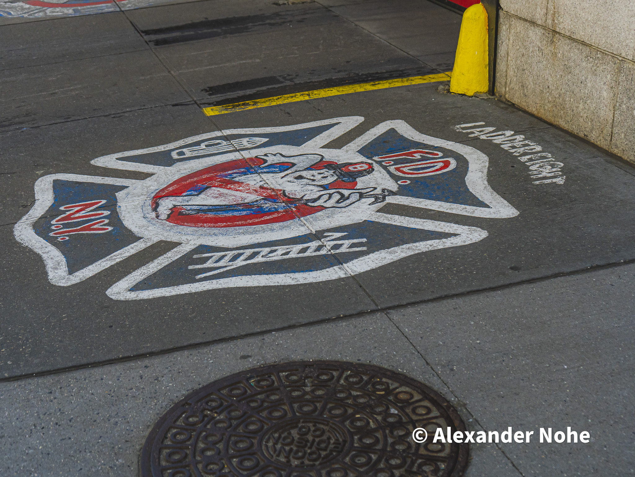 Ghostbusters painted logo on the sidewalk