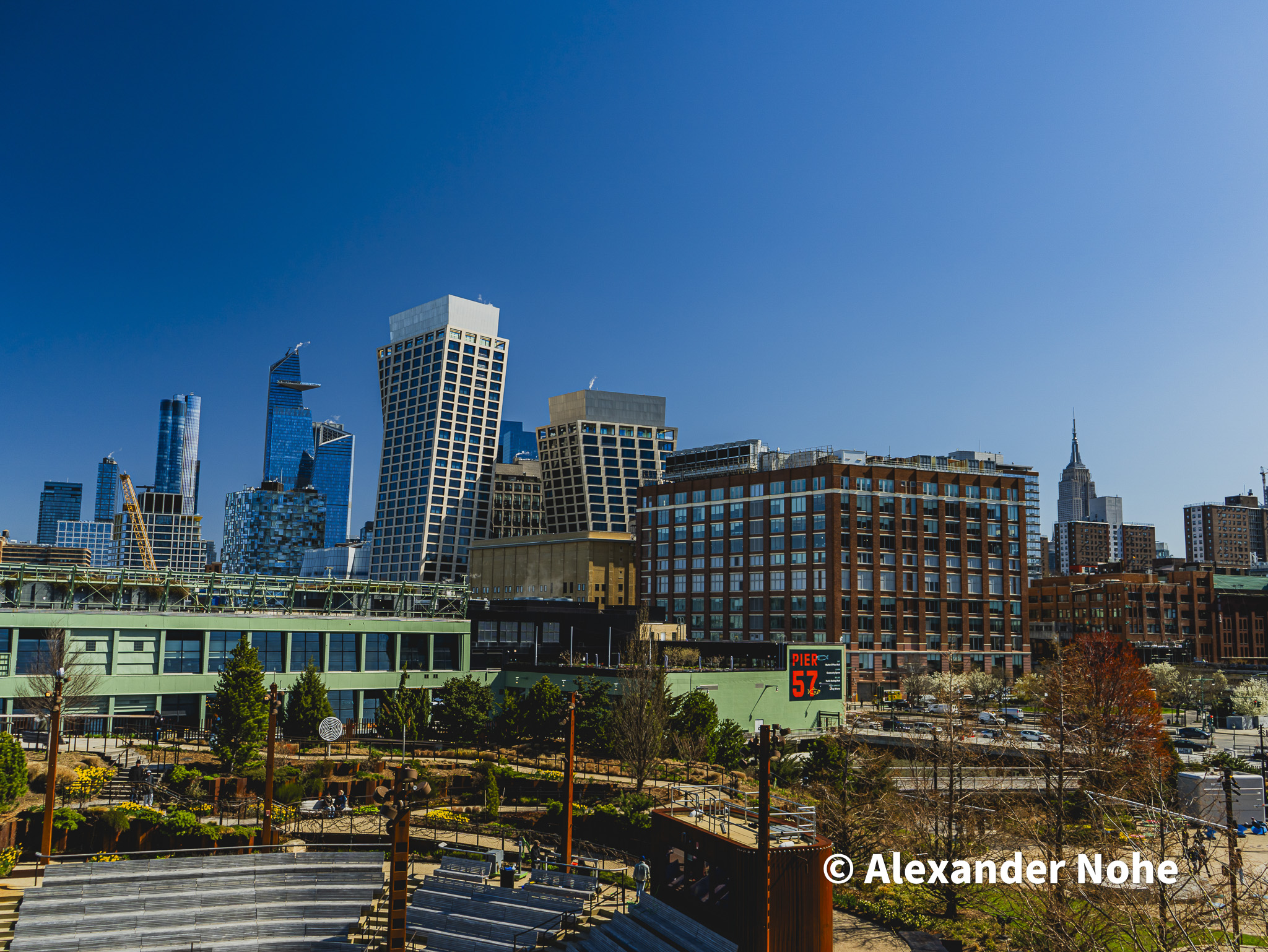 Manhattan skyline featuring the Empire State Building and Hudson Yards