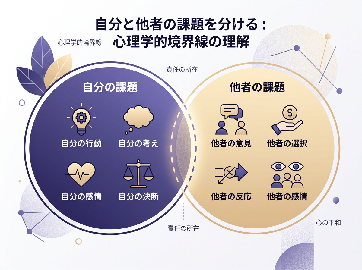 課題の分離の概念図（自分の課題と他者の課題の境界線）