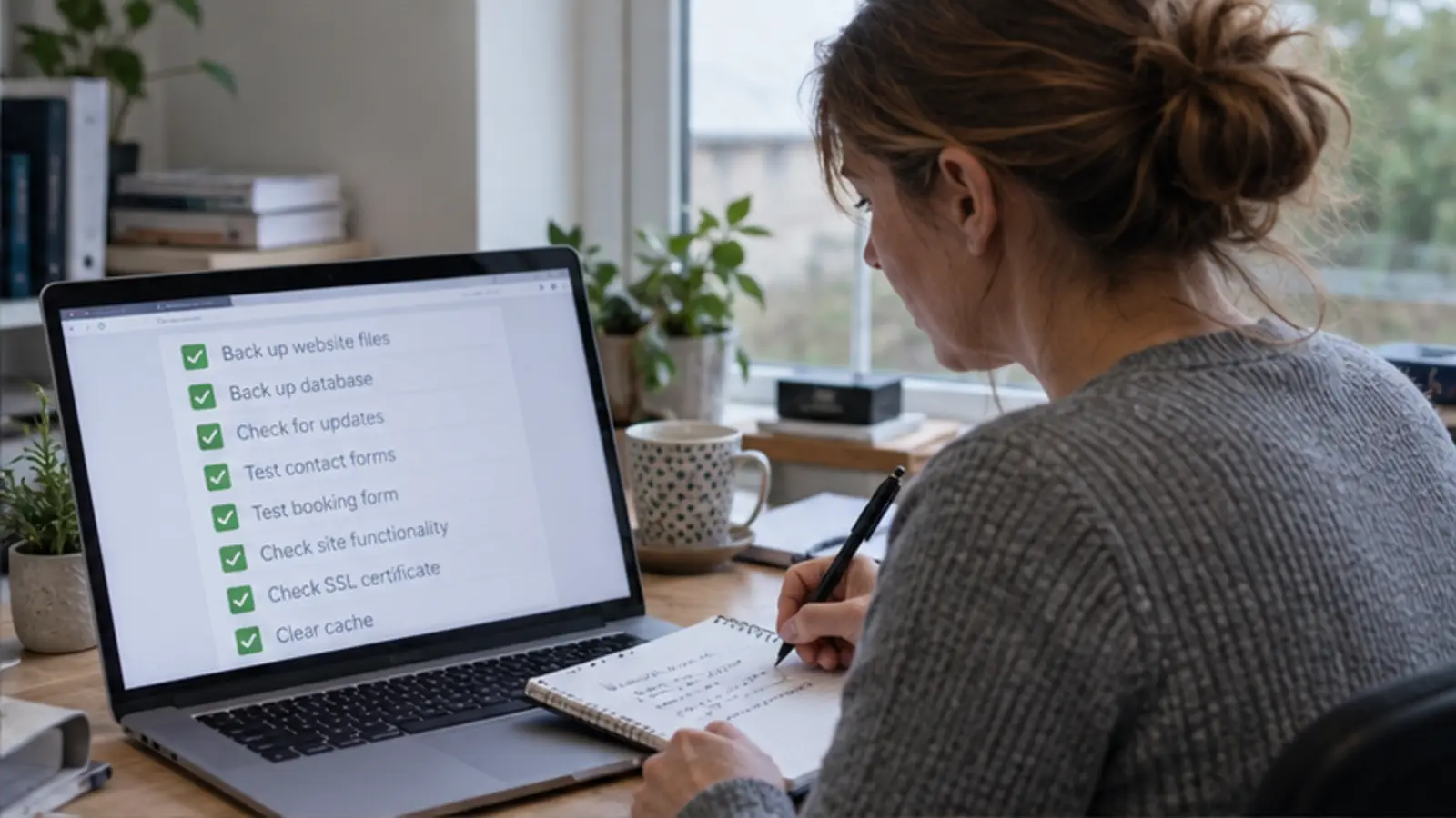 Website administrator completing a UK business maintenance checklist