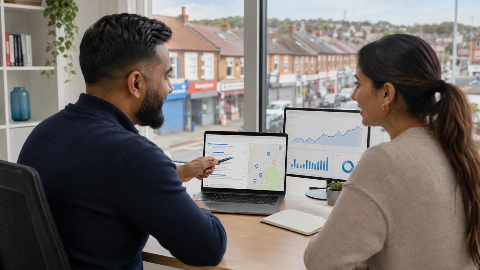 Sparkhill business owner and SEO specialist reviewing local search visibility and website growth
