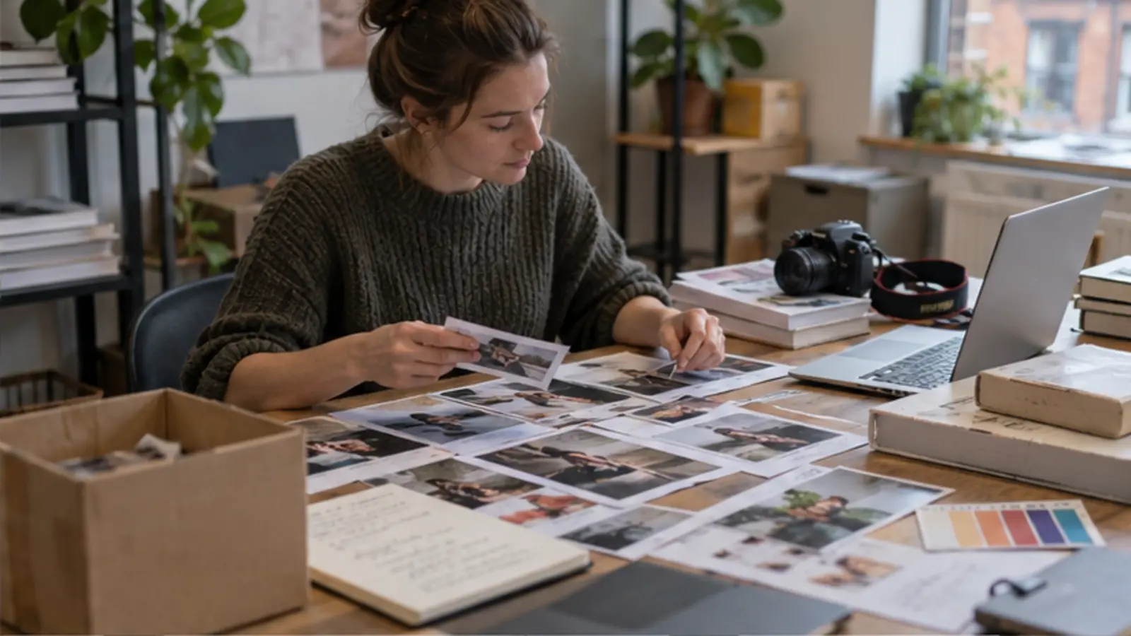 Small business owner organising content before a website project
