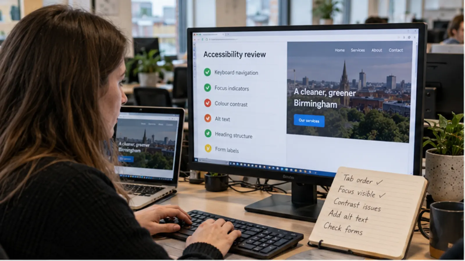 UK web accessibility review using keyboard navigation and notes