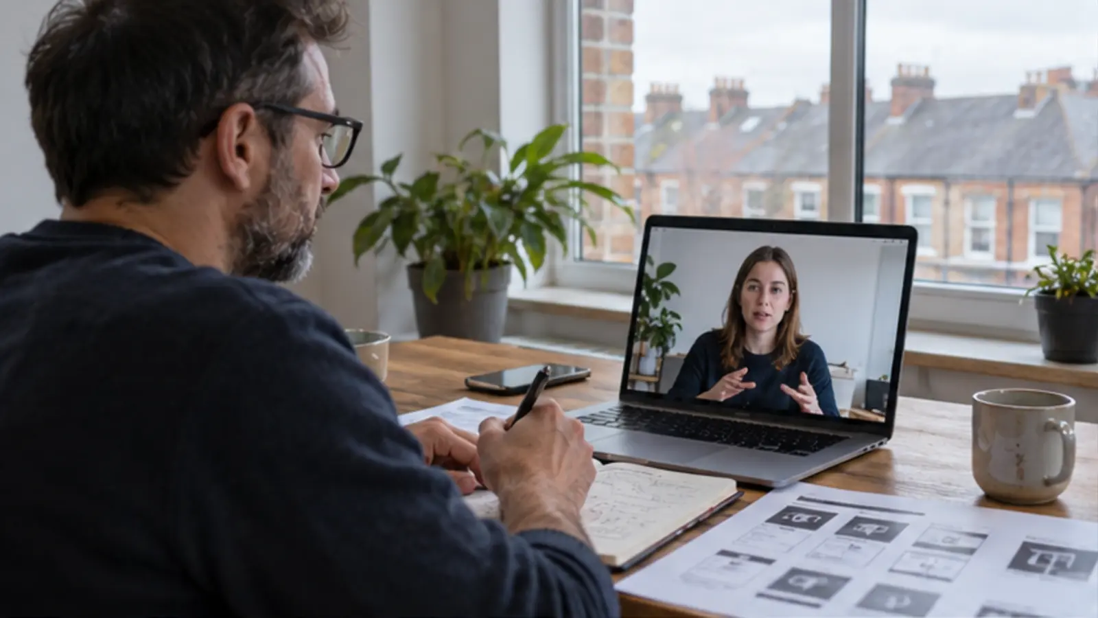UK business owner comparing local and remote web design options