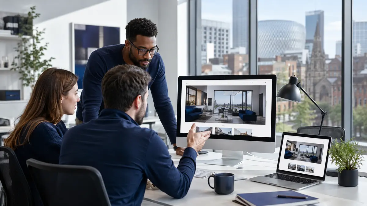 Professional Birmingham web design company team creating a modern responsive business website