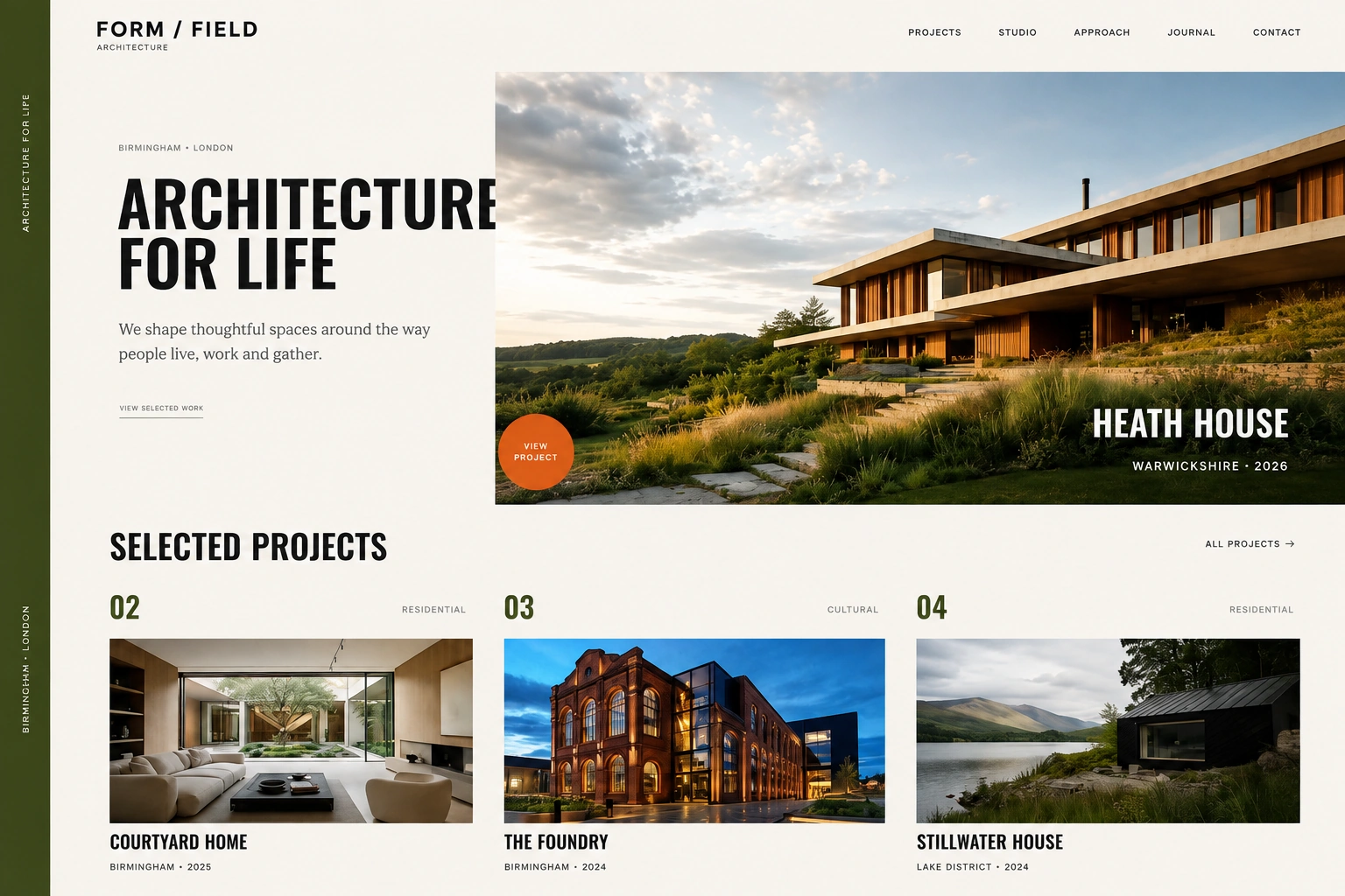 FORM FIELD architecture website design in Birmingham by Nolixia