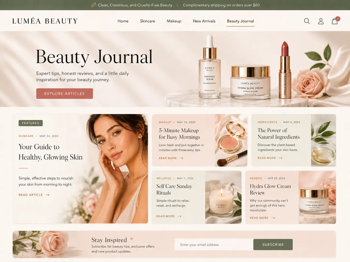 Luxury Luméa Beauty skincare and cosmetics e-commerce website designed by Nolixia in Birmingham