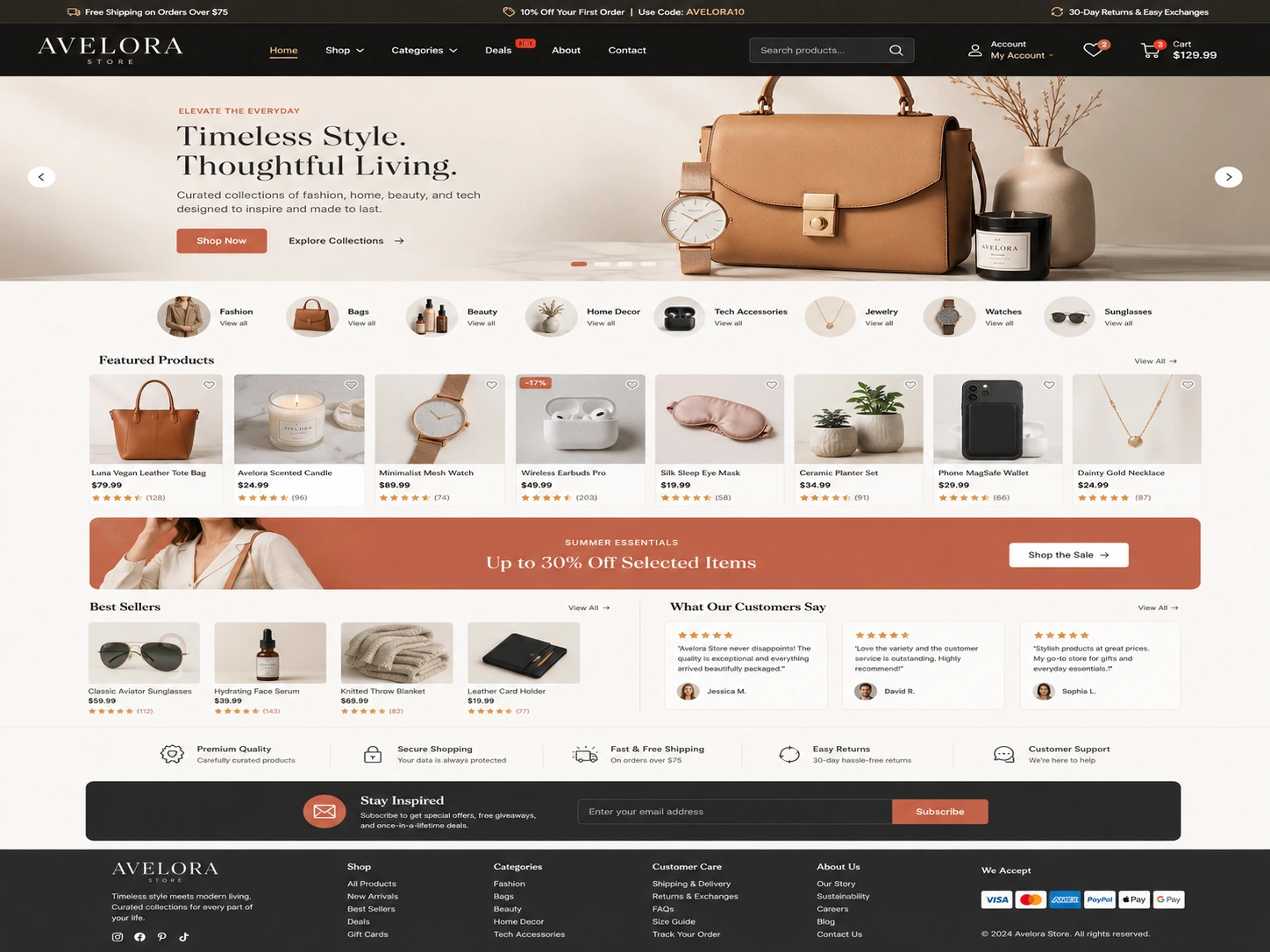 Professional e-commerce website design with online store, products, checkout and admin dashboard.