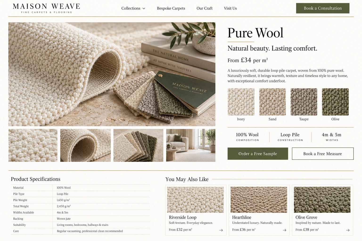 Maison Weave – Luxury Carpet & Flooring Website Design website design screen 3