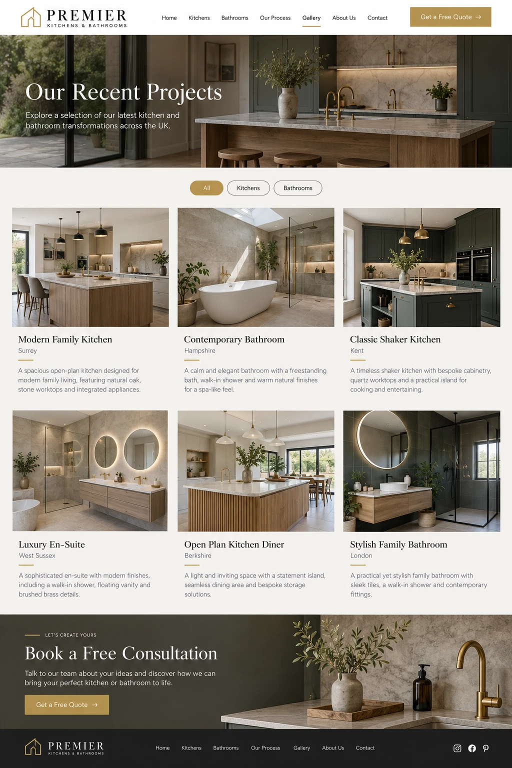 Premier Kitchens & Bathrooms Website Design website design screen 4