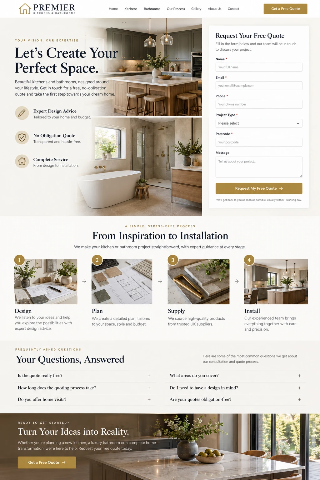 Premier Kitchens & Bathrooms Website Design website design screen 6