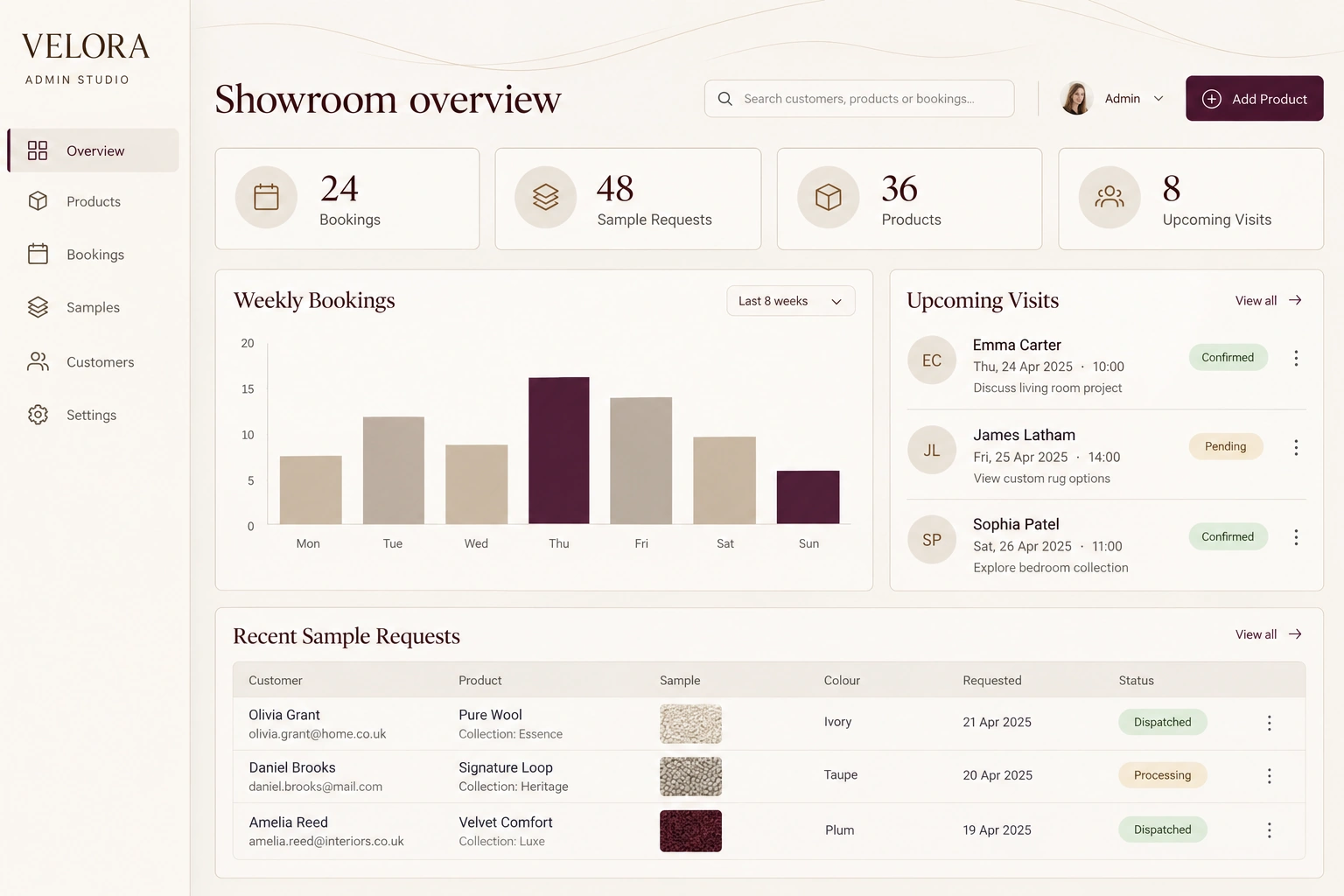 VELORA – Luxury Carpet Showroom Website Design website design screen 5