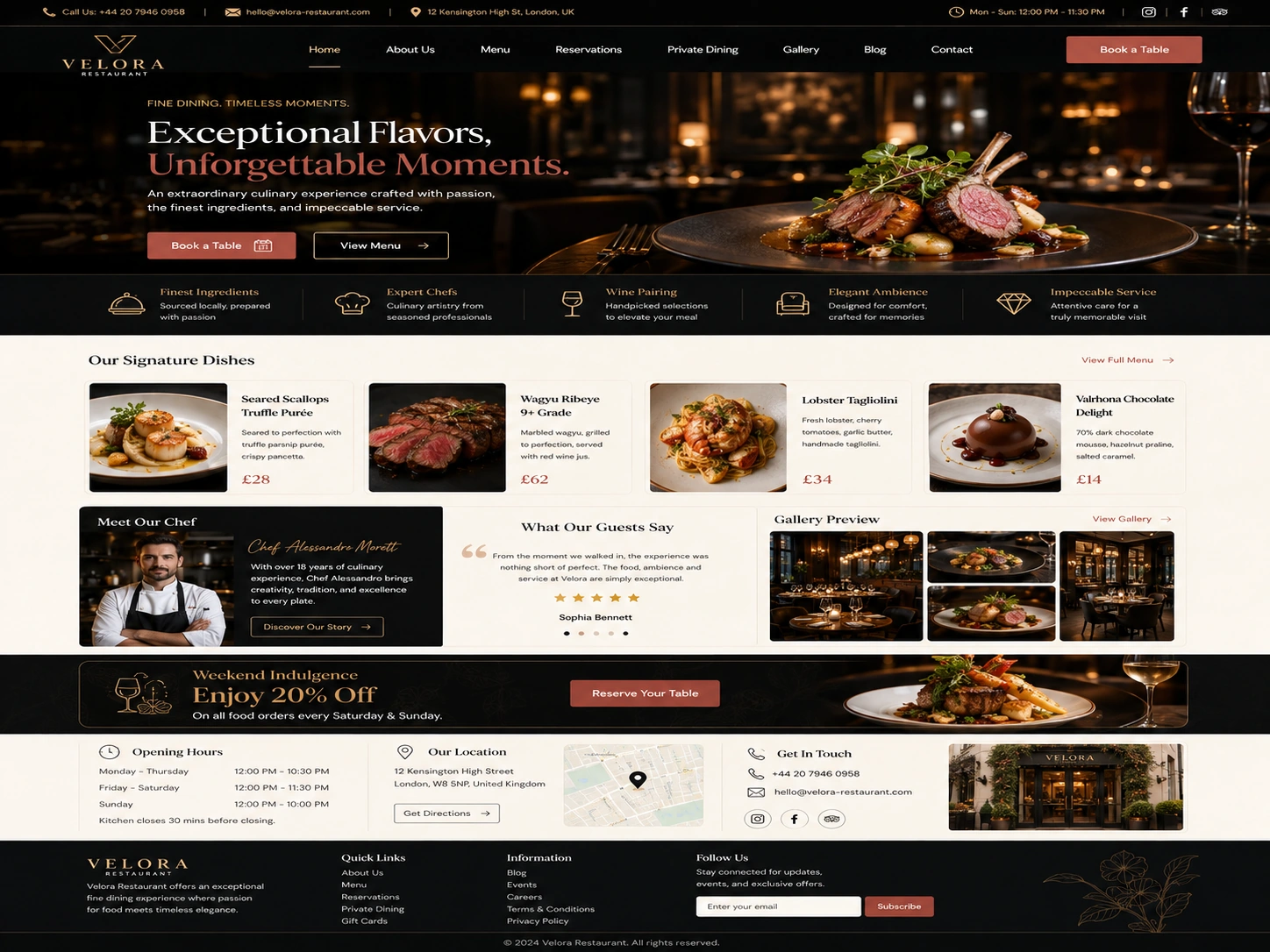 Luxury restaurant website design with online table booking, digital menu, customer dashboard and restaurant management system.