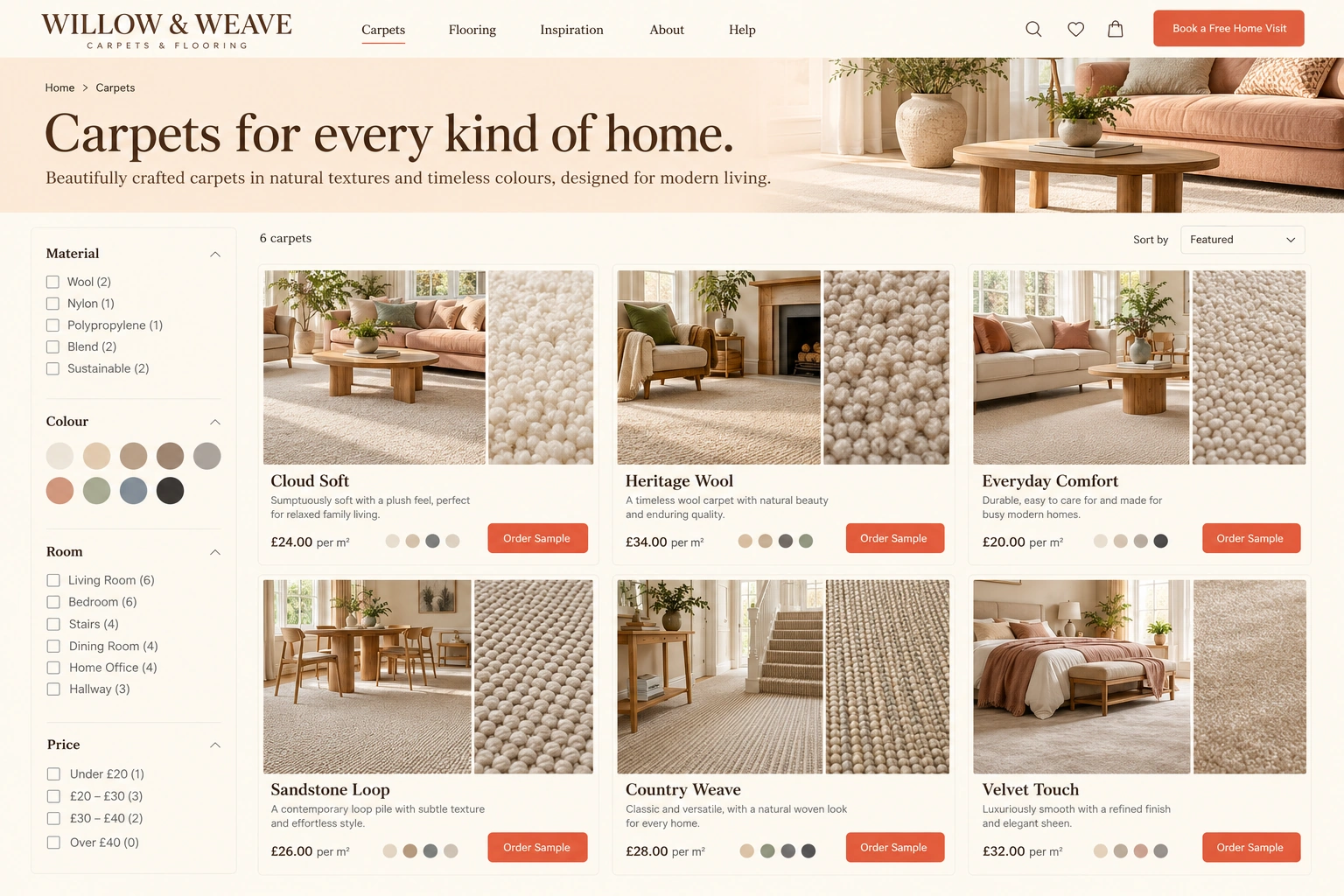 Willow & Weave – Carpet & Flooring Website Design website design screen 2