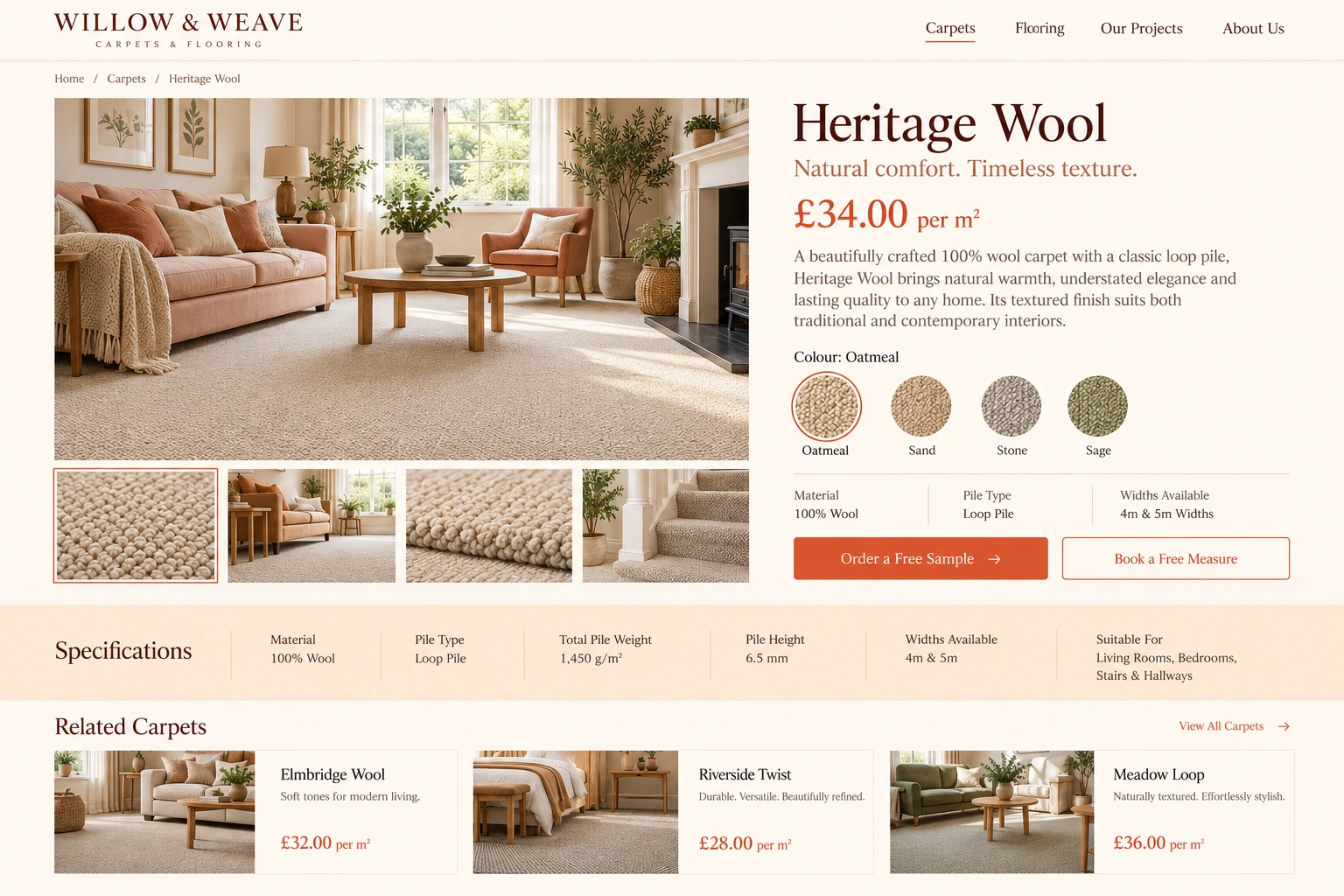 Willow & Weave – Carpet & Flooring Website Design website design screen 3