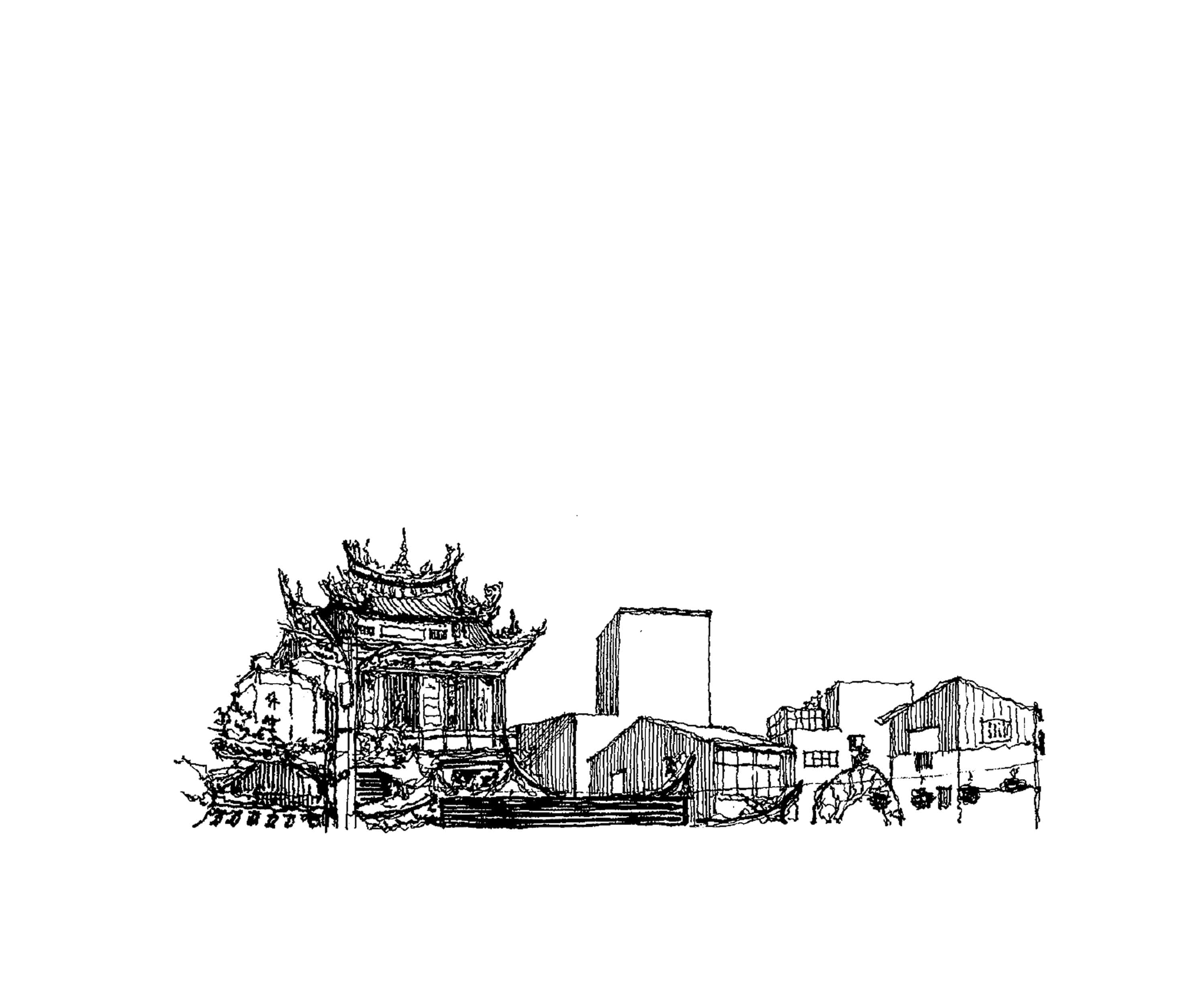 嘉義公園旁的廟宇屋頂與天空