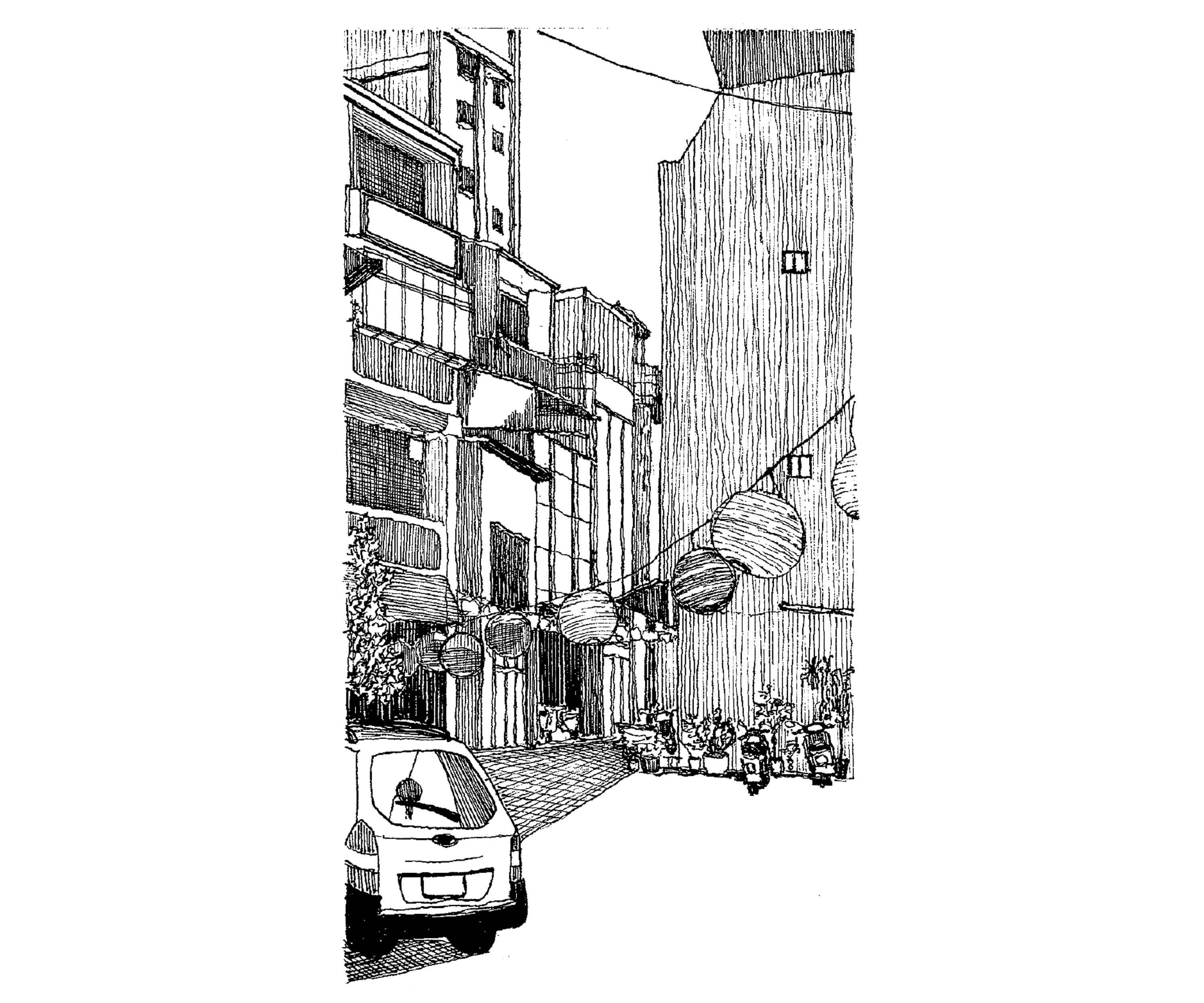 掛滿燈籠的普濟殿旁巷弄