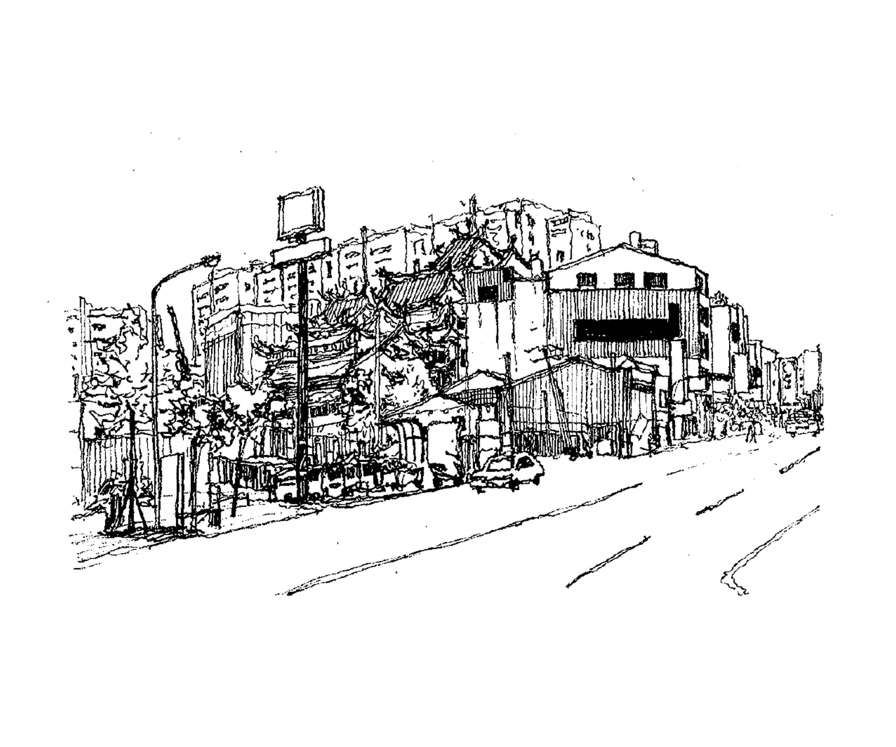 開元路旁的全聯與巨大廟宇