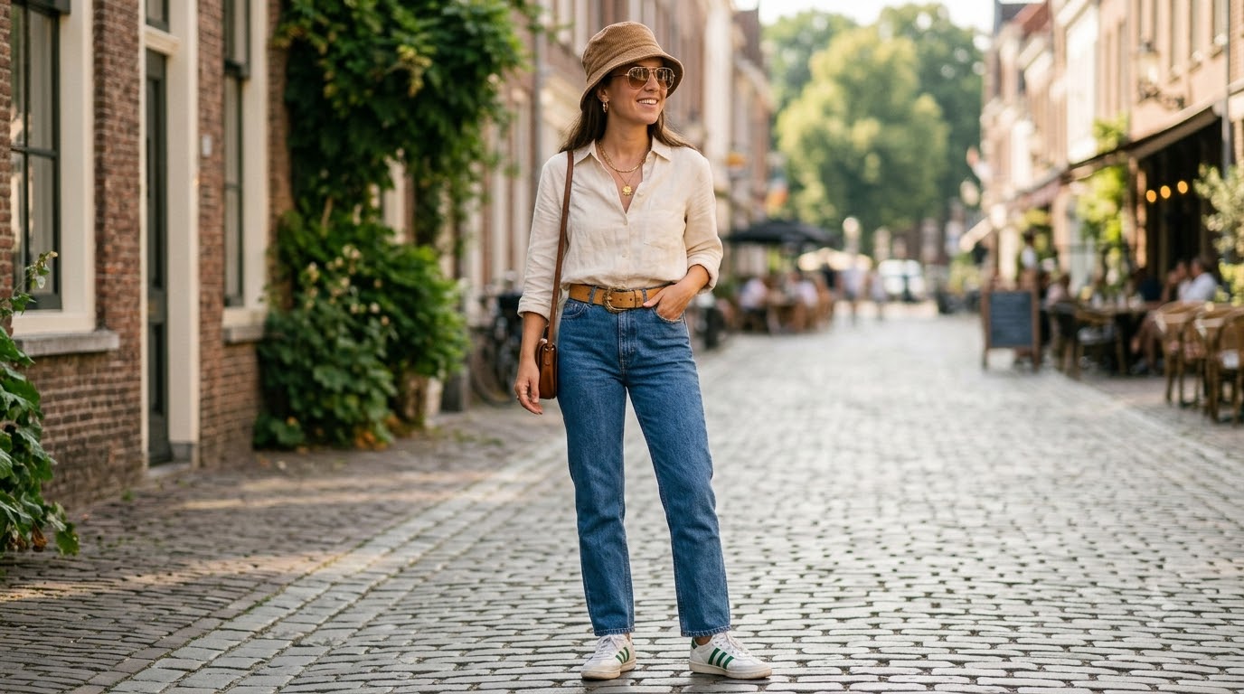Simple Jeans With Retro Accessories