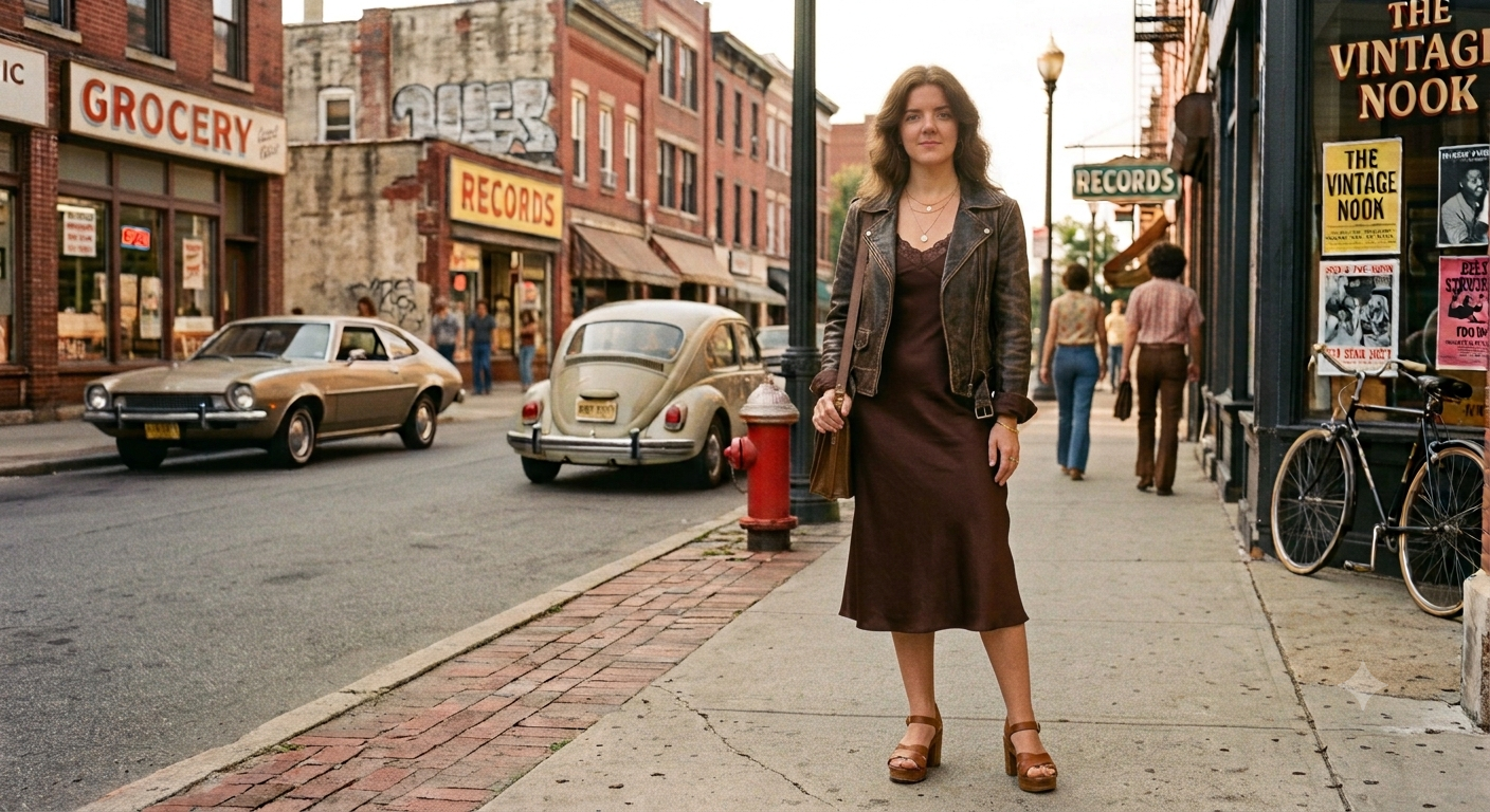 Slip Dress With a Leather Jacket