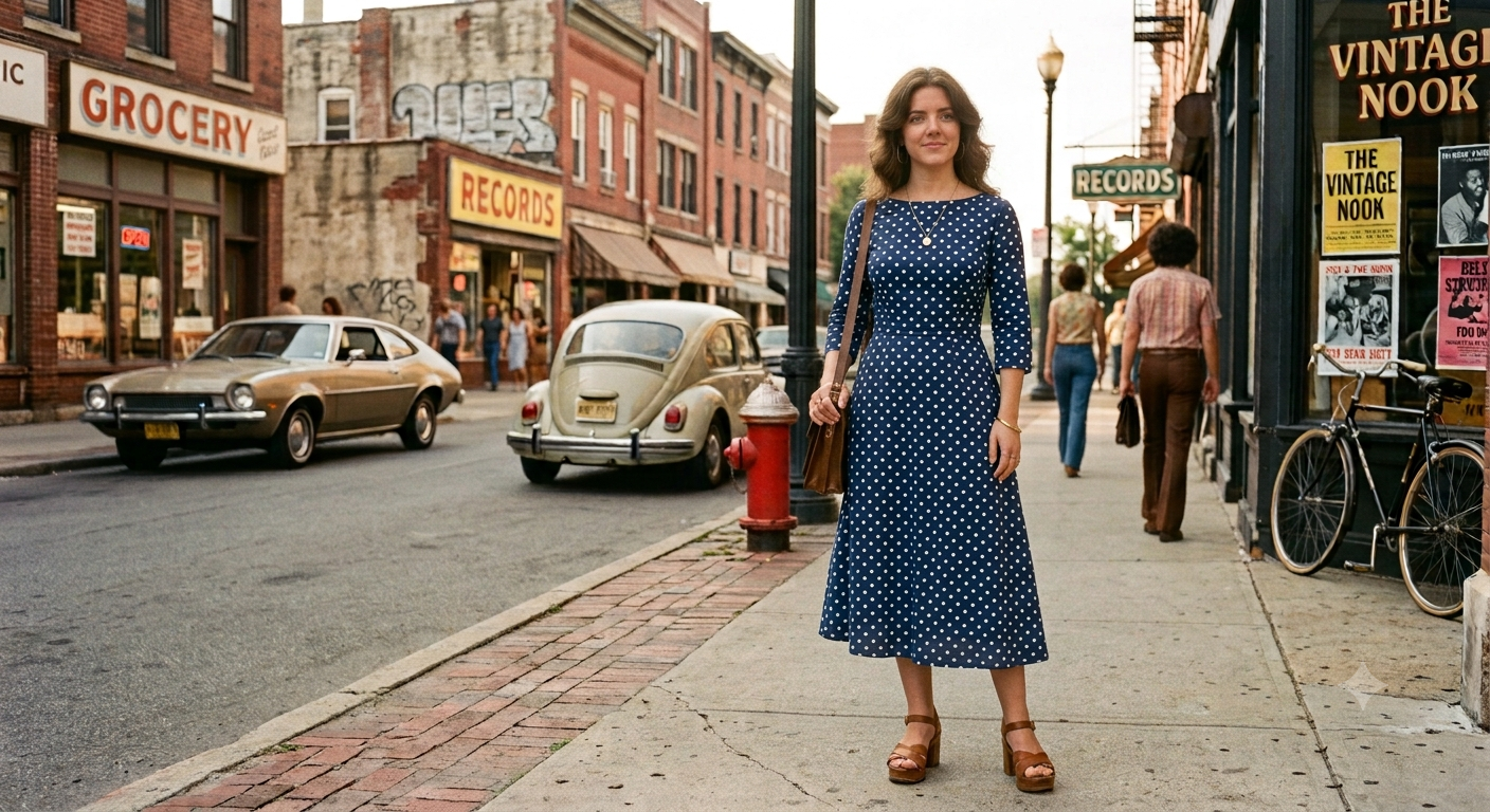 Polka Dot Dress With Simple Accessories